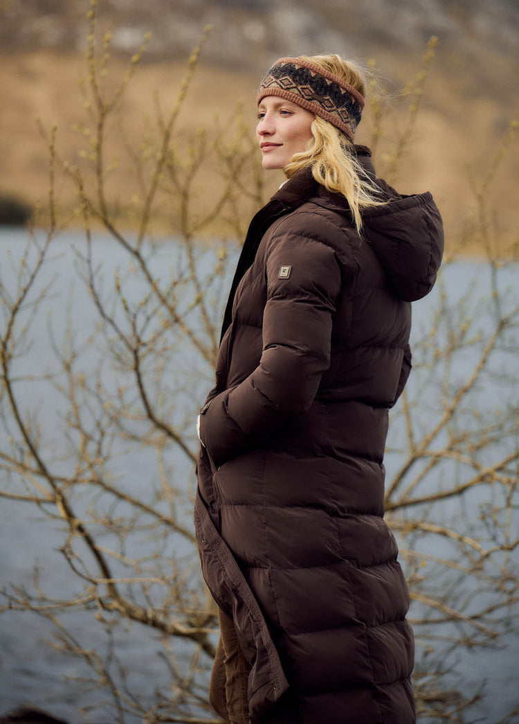 Aldborough Women's Full Length Technical Down Jacket - Mahogany