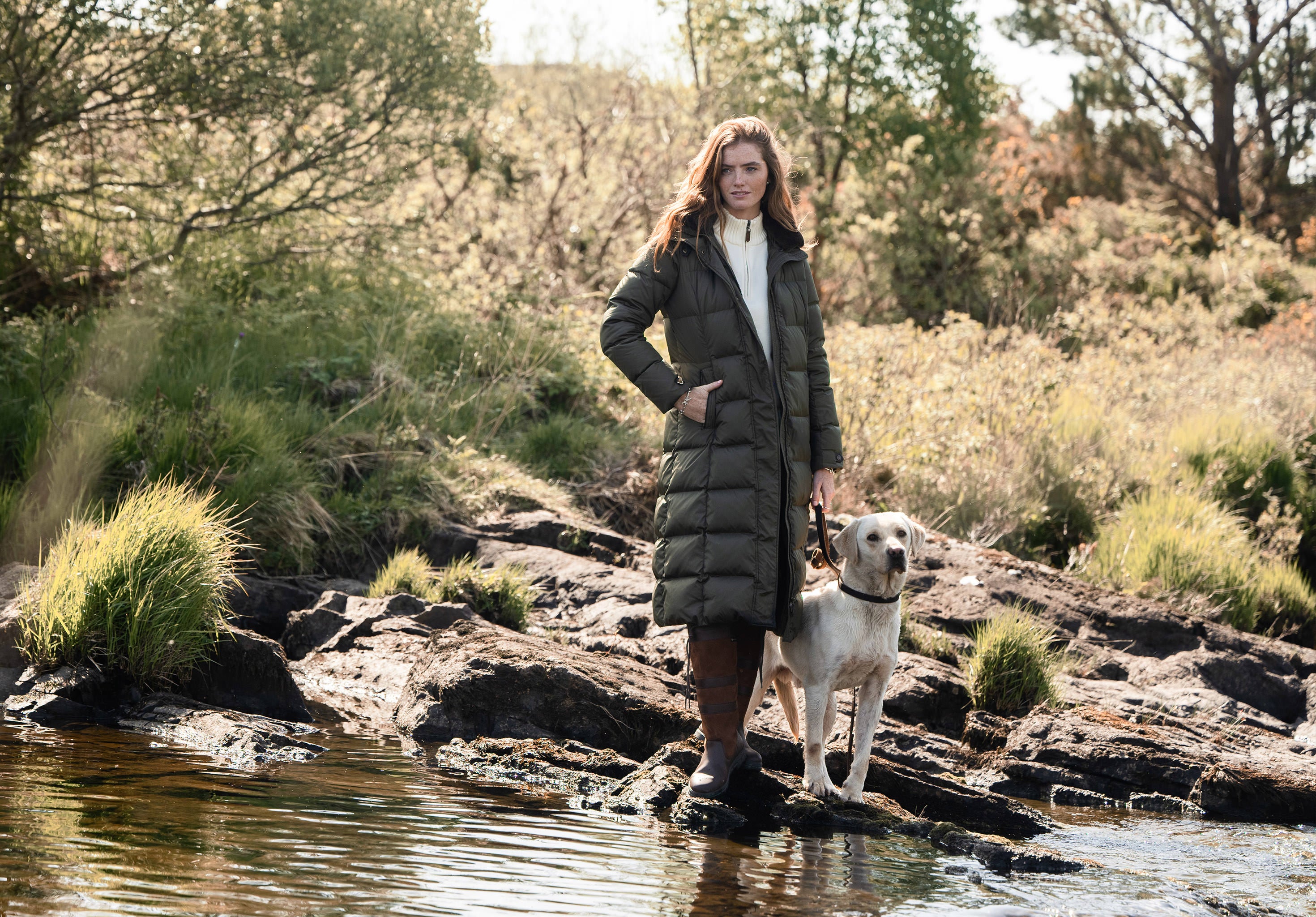 Aldborough Women's full length technical down jacket - Olive