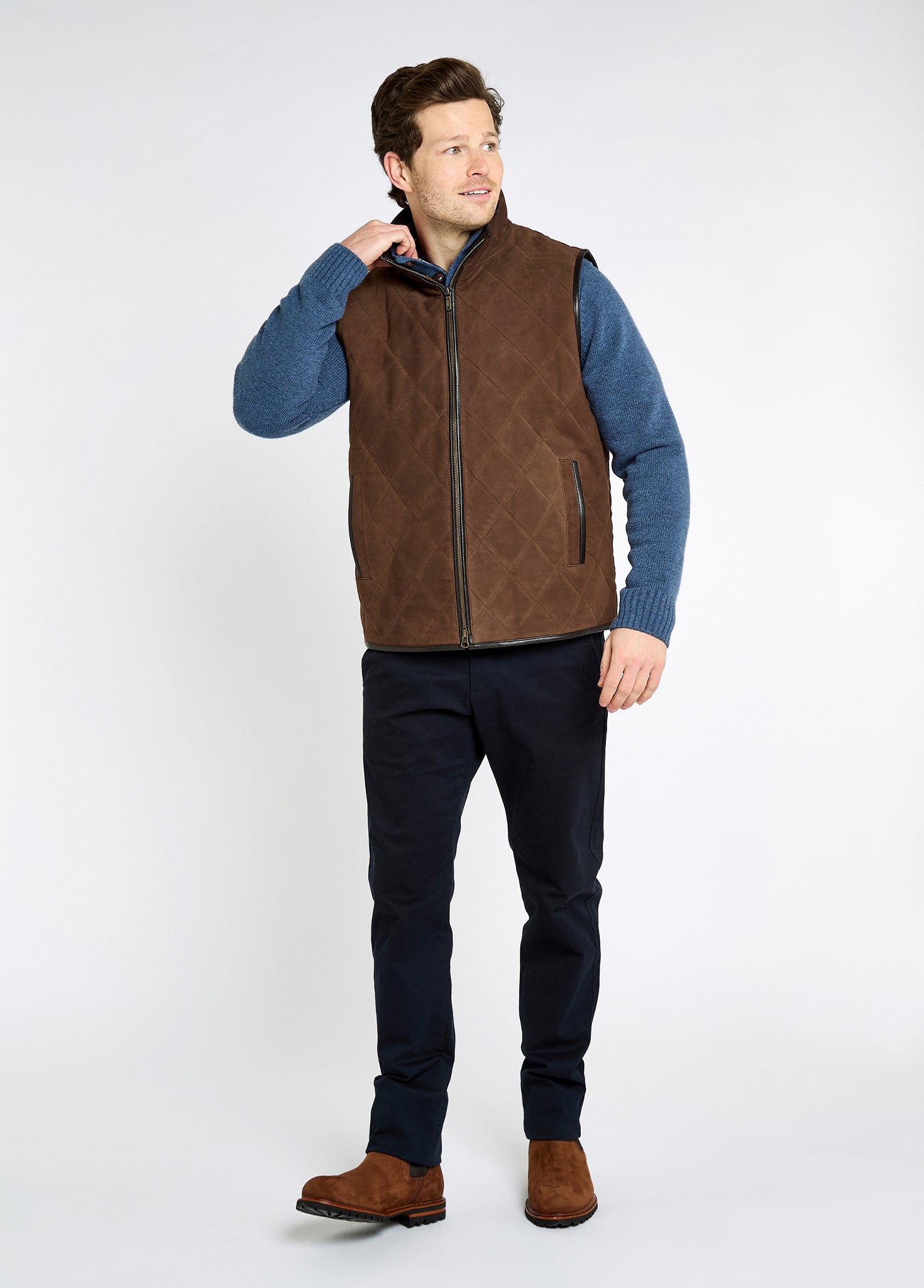 Bellamont Men's Goat suede gilet - Walnut