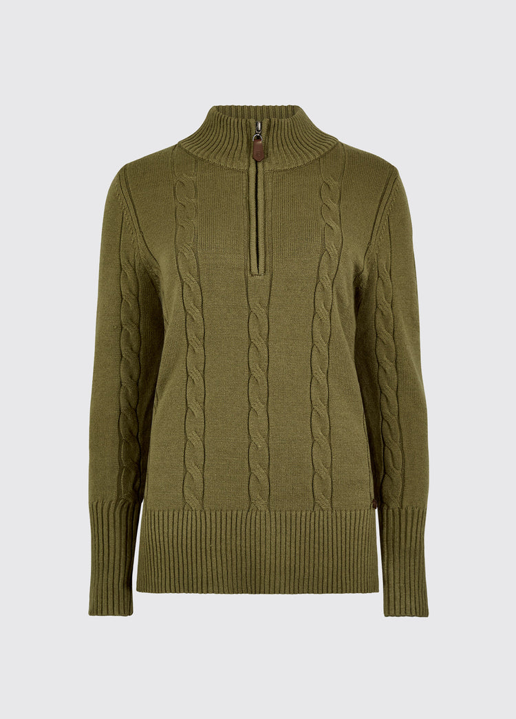 Burtonpoint Women’s zip neck sweater - Dusky Green