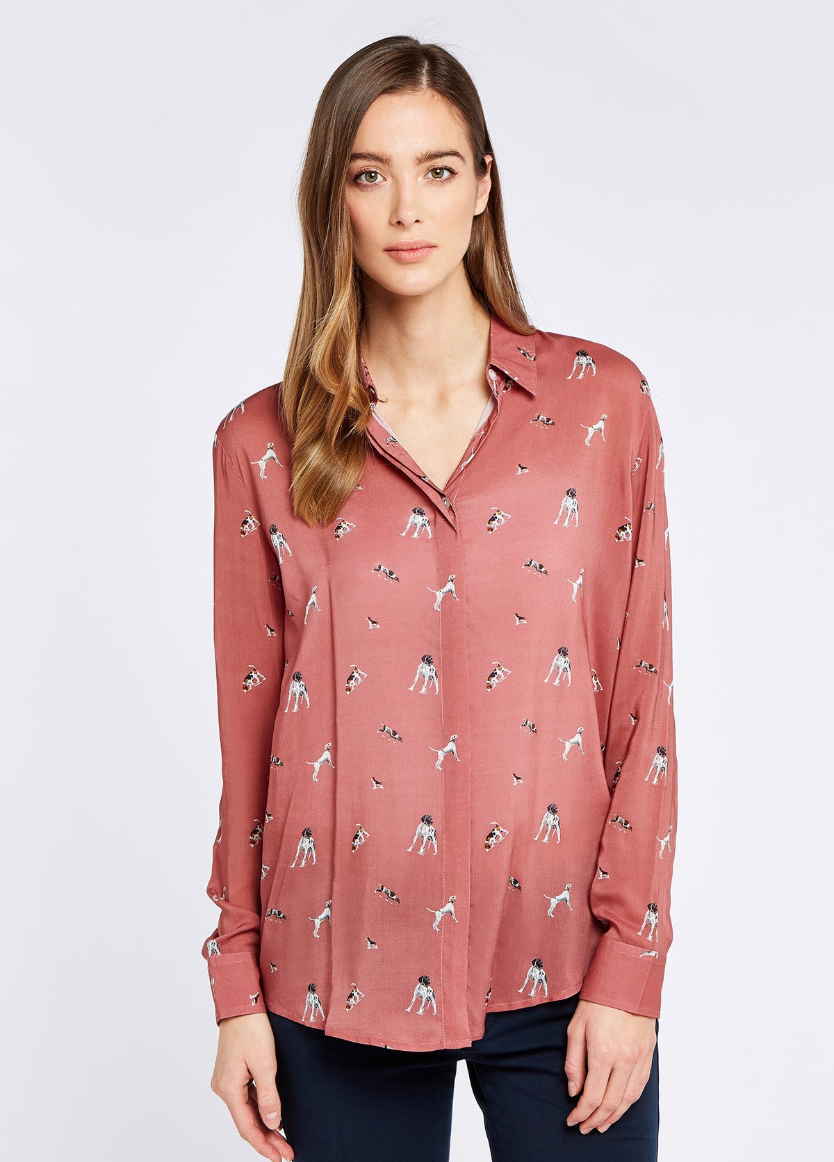 Ruby Rod Shirt Daphne Hound Print Shirt - Ruby Red