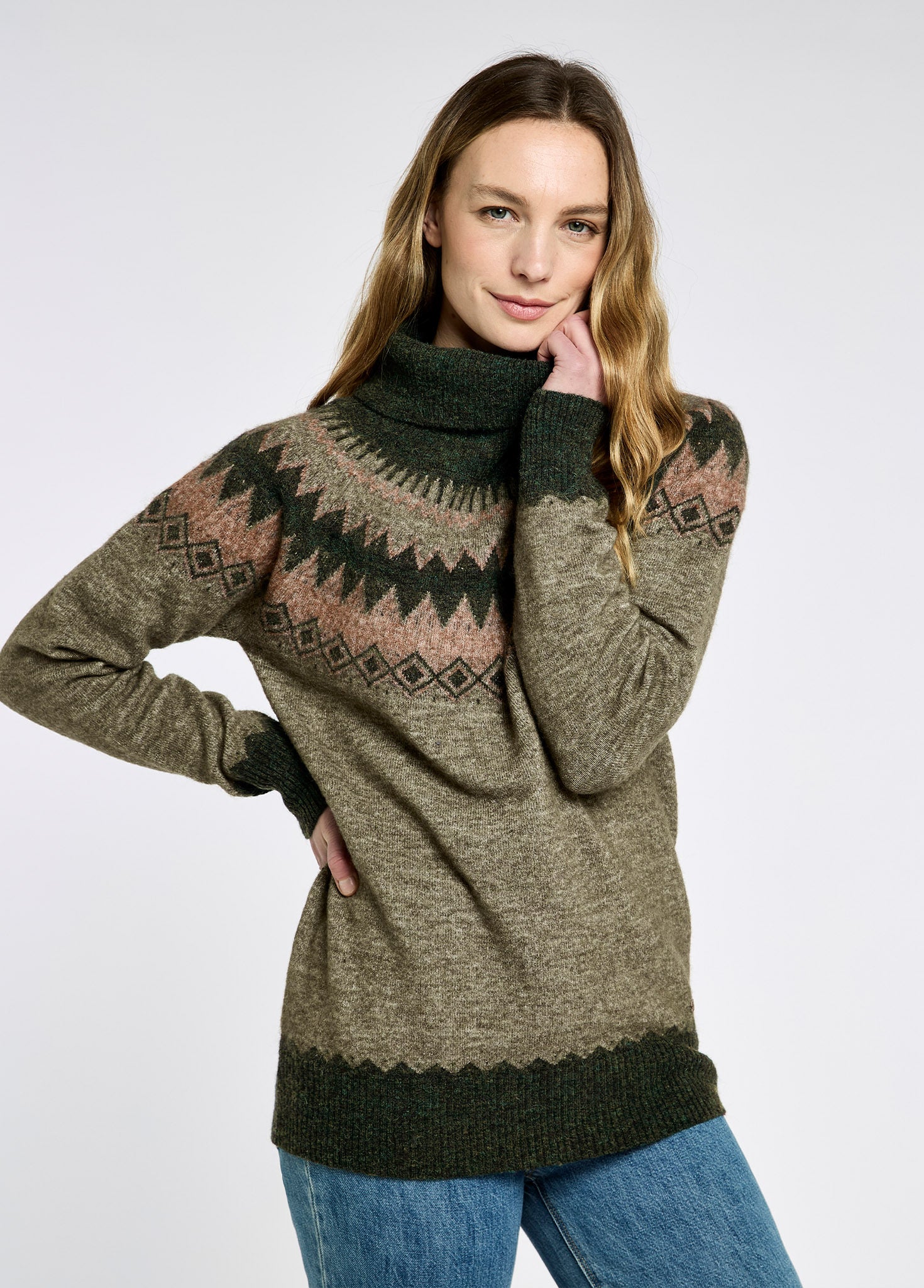 Devlin Women's Fair Isle pattern sweater - Olive Multi