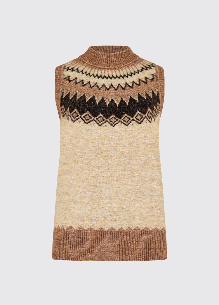 Doyle Women's Fair Isle pattern vest - Oat Multi