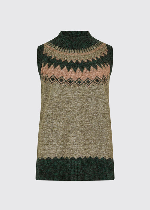 Doyle Women's Fair Isle pattern vest - Olive Multi