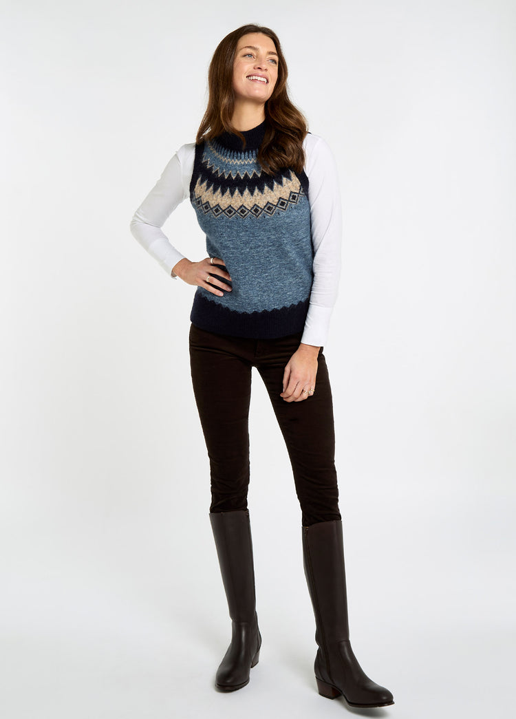Doyle Women's Fair Isle Pattern Sweater - Navy Multi