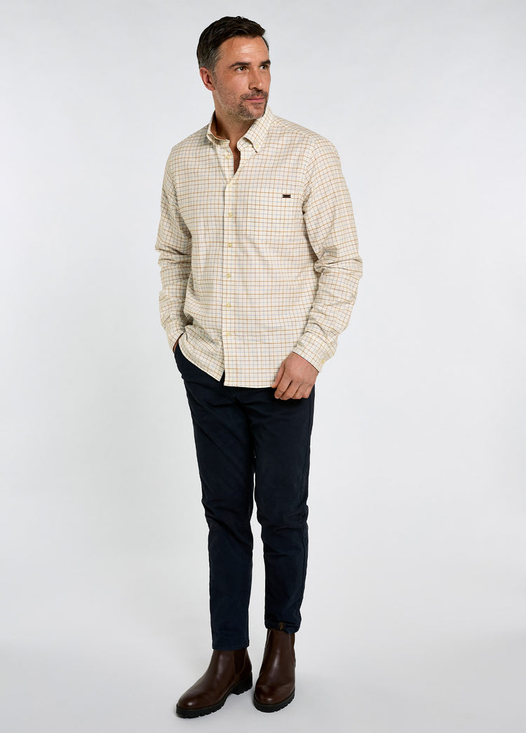 Drumcar Men’s tattersall check shirt - Ochre