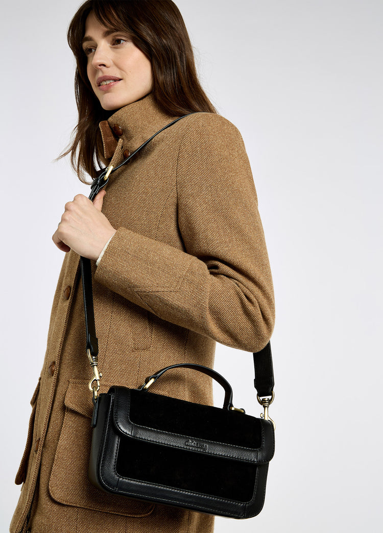 Eadestown Structured handbag in suede and leather - Black
