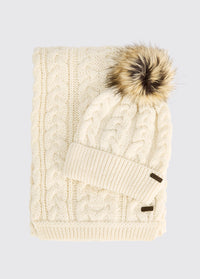 Edenmore Knitted hat and scarf set - Cream