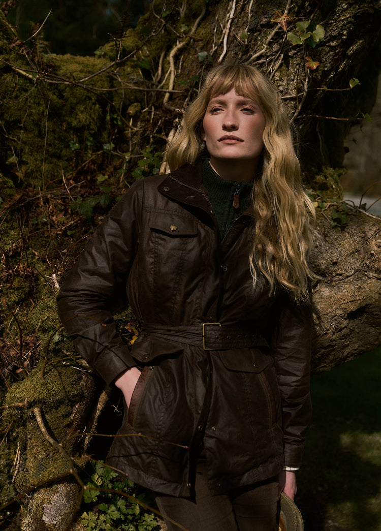 Gandon Women's Wax Cotton Coat - Café