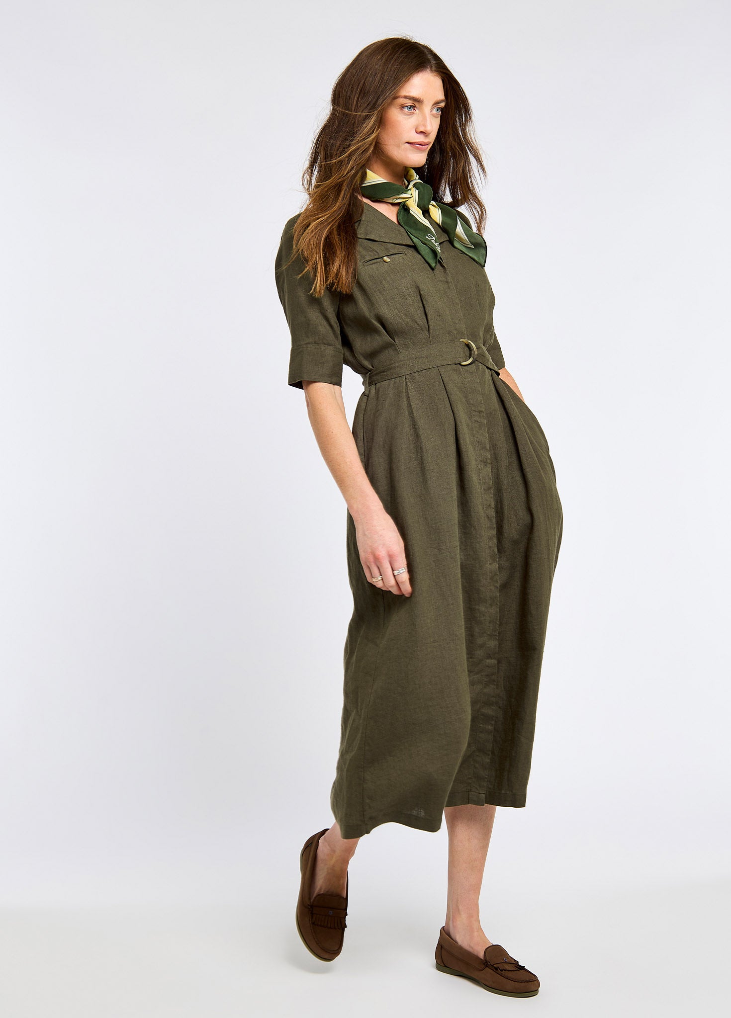 Gaynor Women's Linen Dress - Khaki Gaynor Women's Linen Dress - Khaki