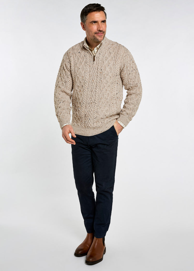 Henihan Men’s ¼ zip neck sweater - Oatmeal