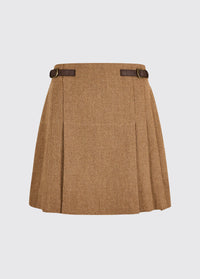 Hornbeam Women's pleated tweed skirt - Camel Twill