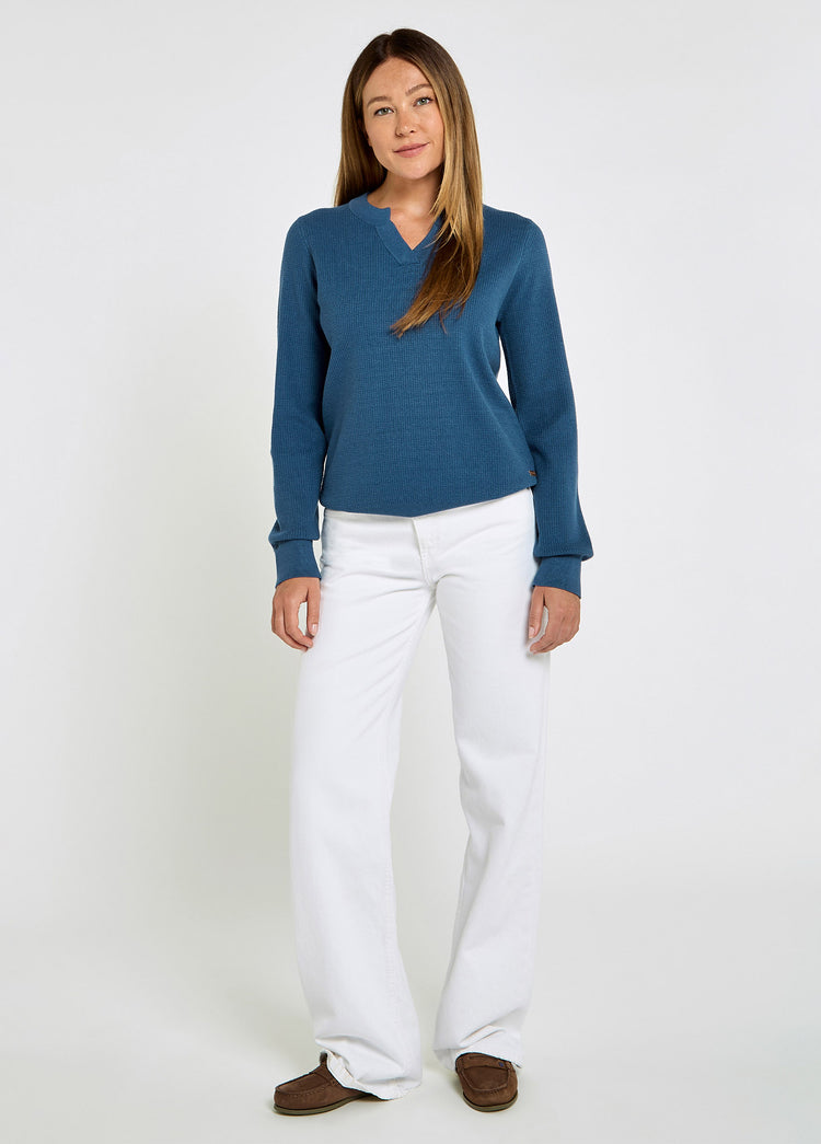 Kiltartan Women’s textured knitted sweatshirt - Indigo