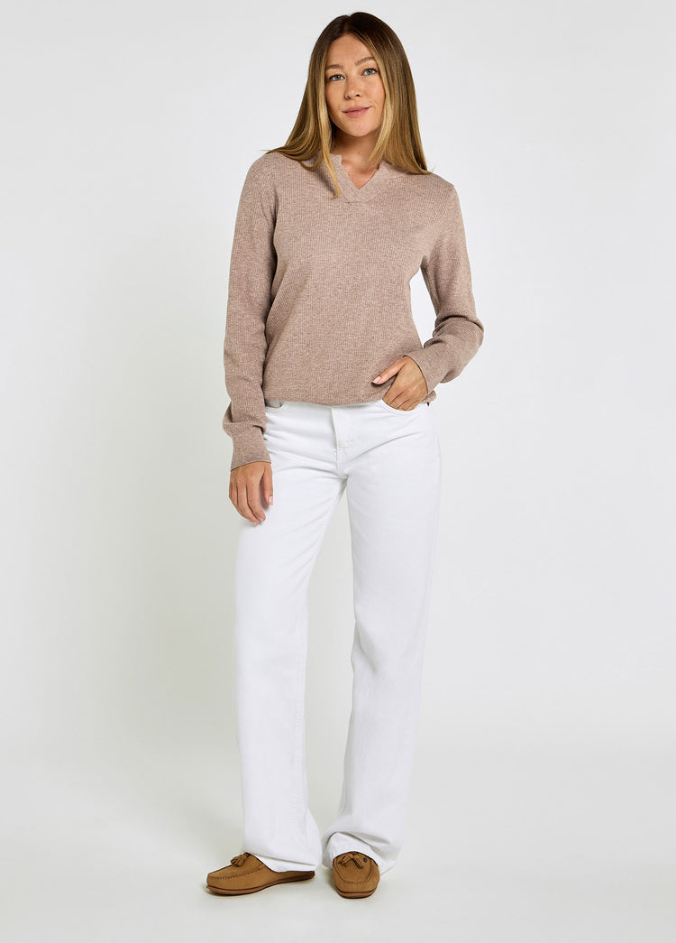 Kiltartan Women’s textured knitted sweatshirt - Taupe