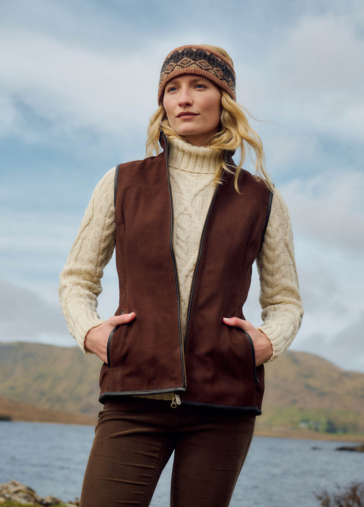 Kingston Leather Gilet - Walnut