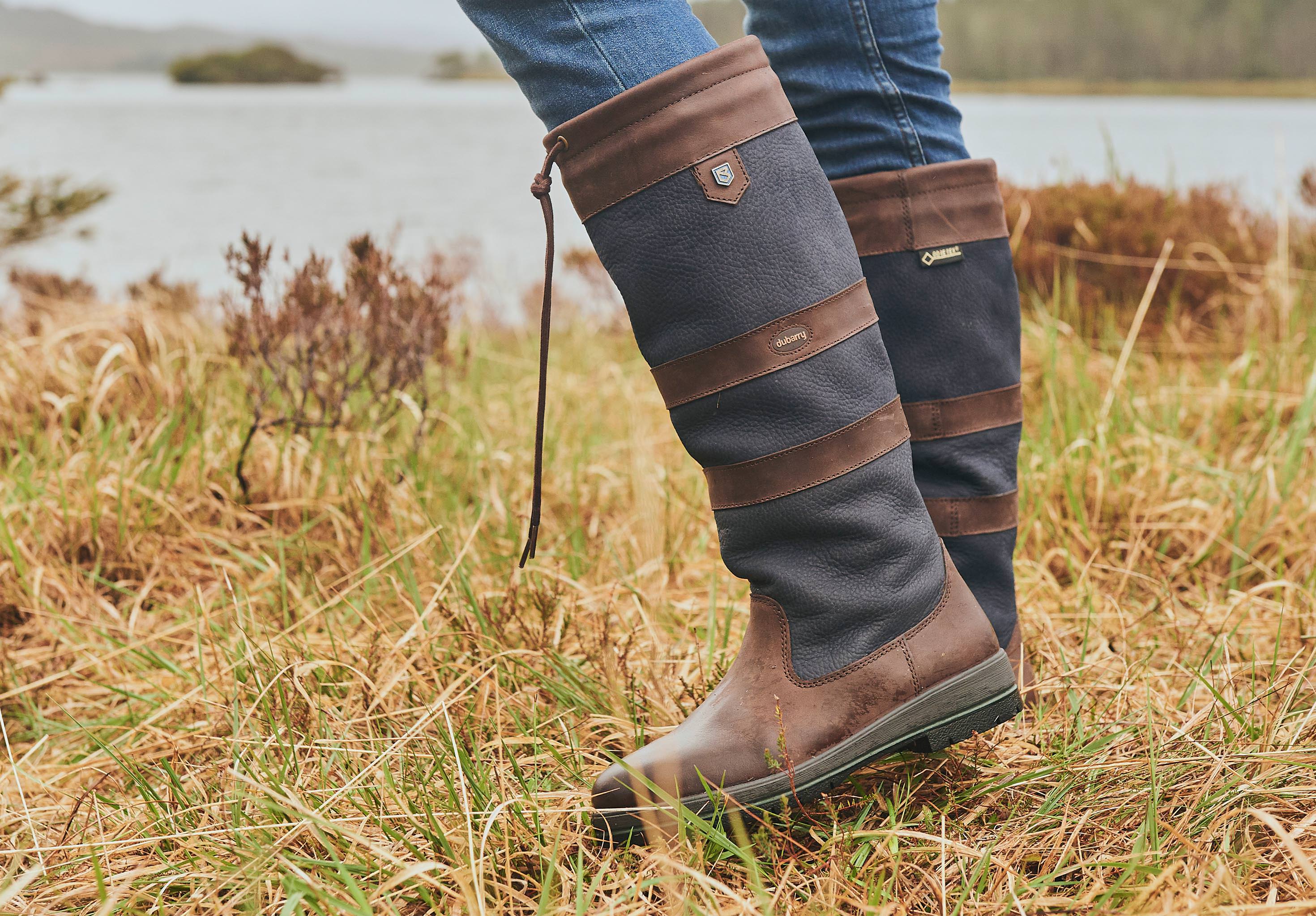 Dubarry Galway 本革防水ブーツEU40/25cm Galway Ladies Country Boot - Navy/Brown