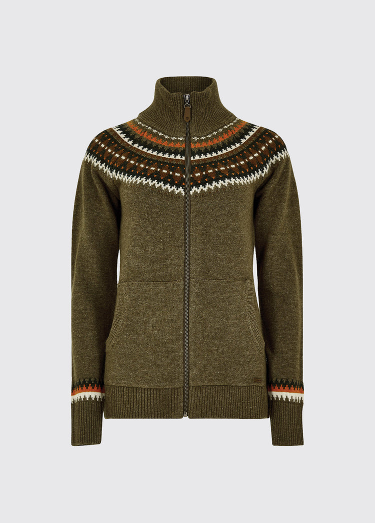 Carrick Fair Isle Zip Sweater - Dusky Green - Size EU36