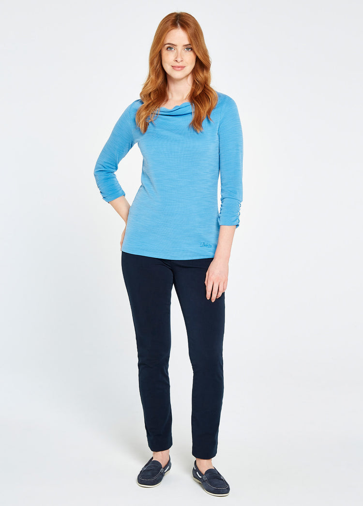 Hillgrove cowl neck top - Greek Blue