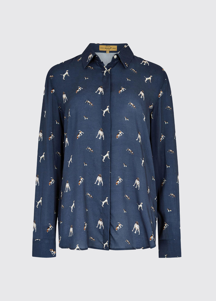 Daphne Hound Print Shirt - Navy