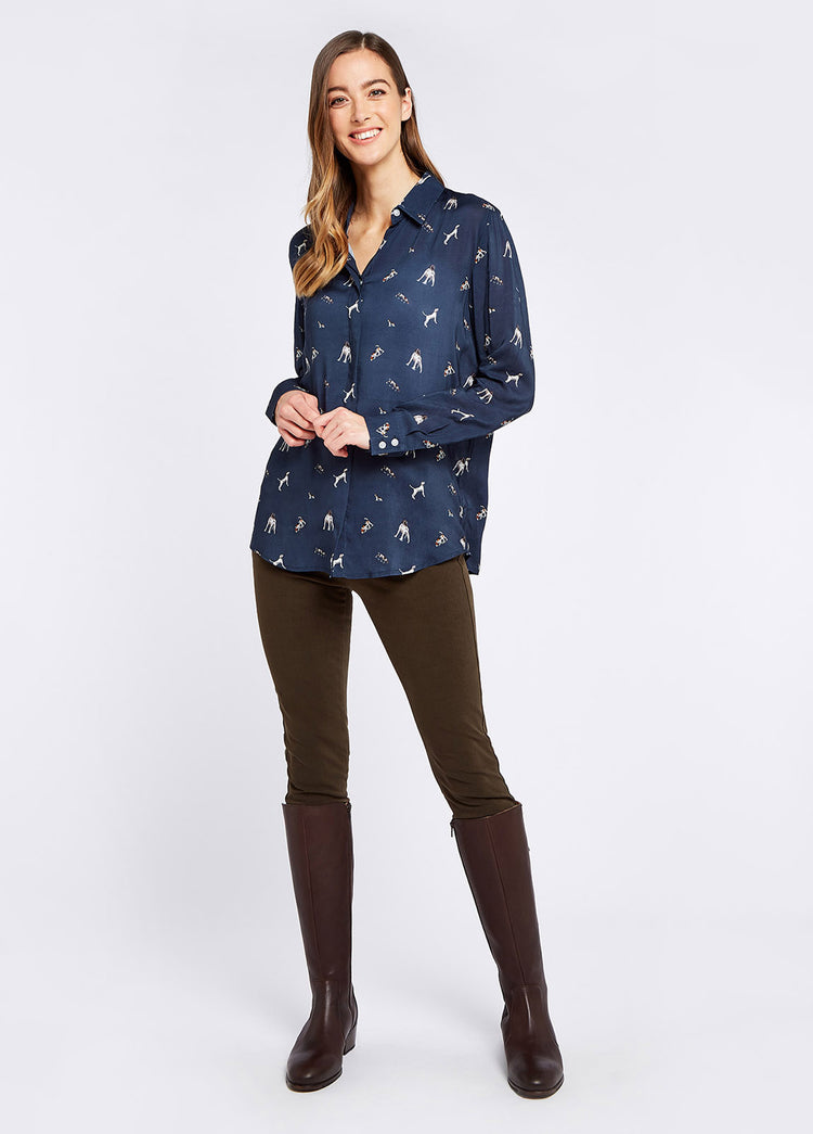 Daphne Hound Print Shirt - Navy