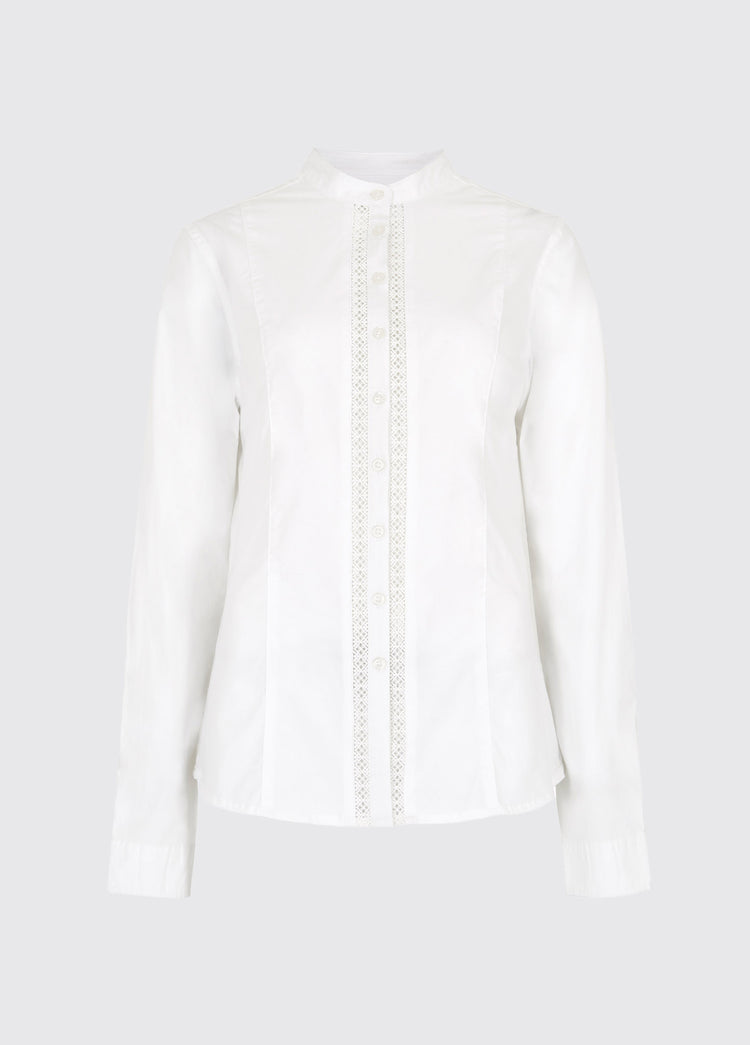 Waterlily Ladies Mandarin Collar Shirt - White