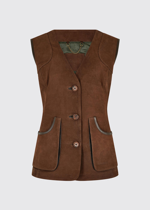 Allendale Leather Gilet Walnut1