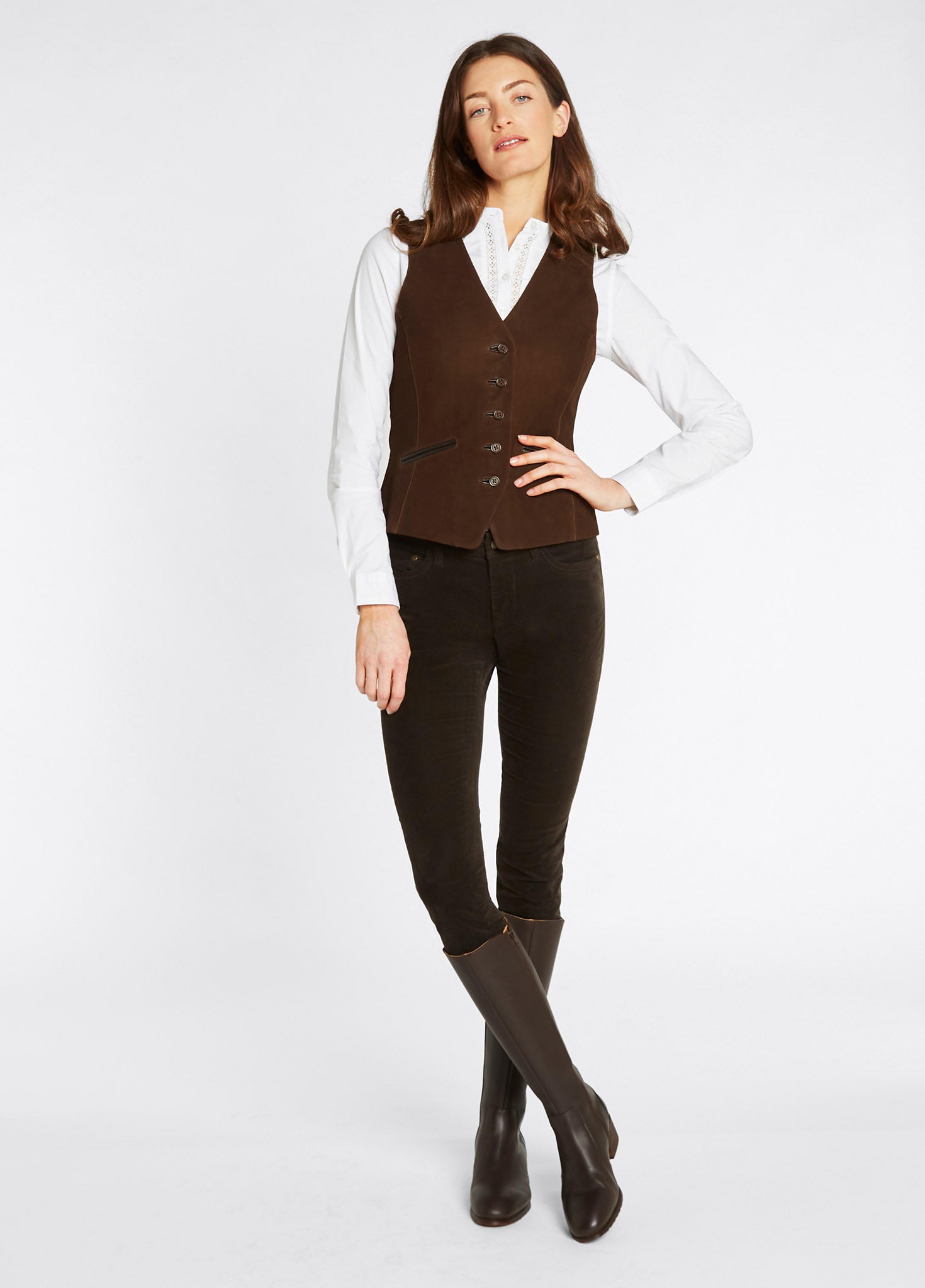 Greville Ladies Tailored Waistcoat Walnut