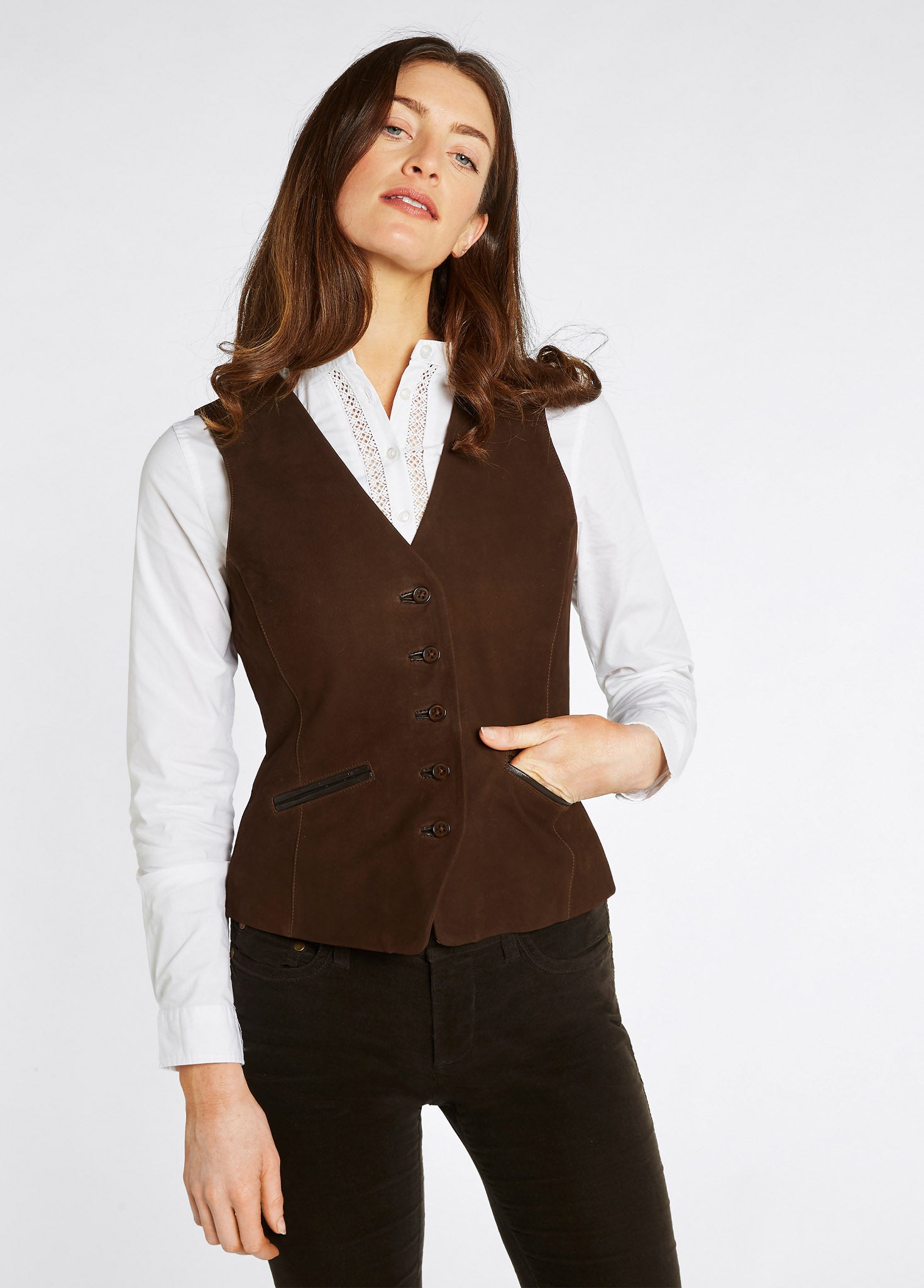 Greville Ladies Tailored Waistcoat Walnut - Main Image