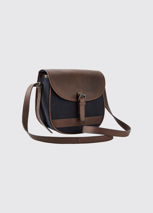 Clara Ladies Leather Saddle bag - Navy/Brown