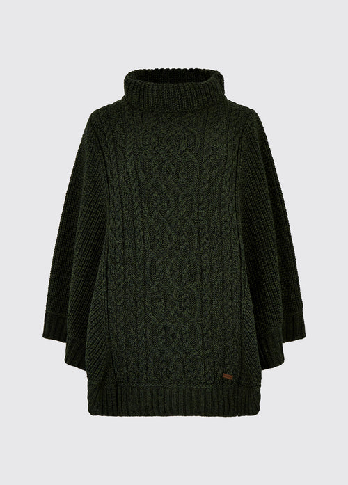 Kilronan Women’s Merino Poncho - Olive