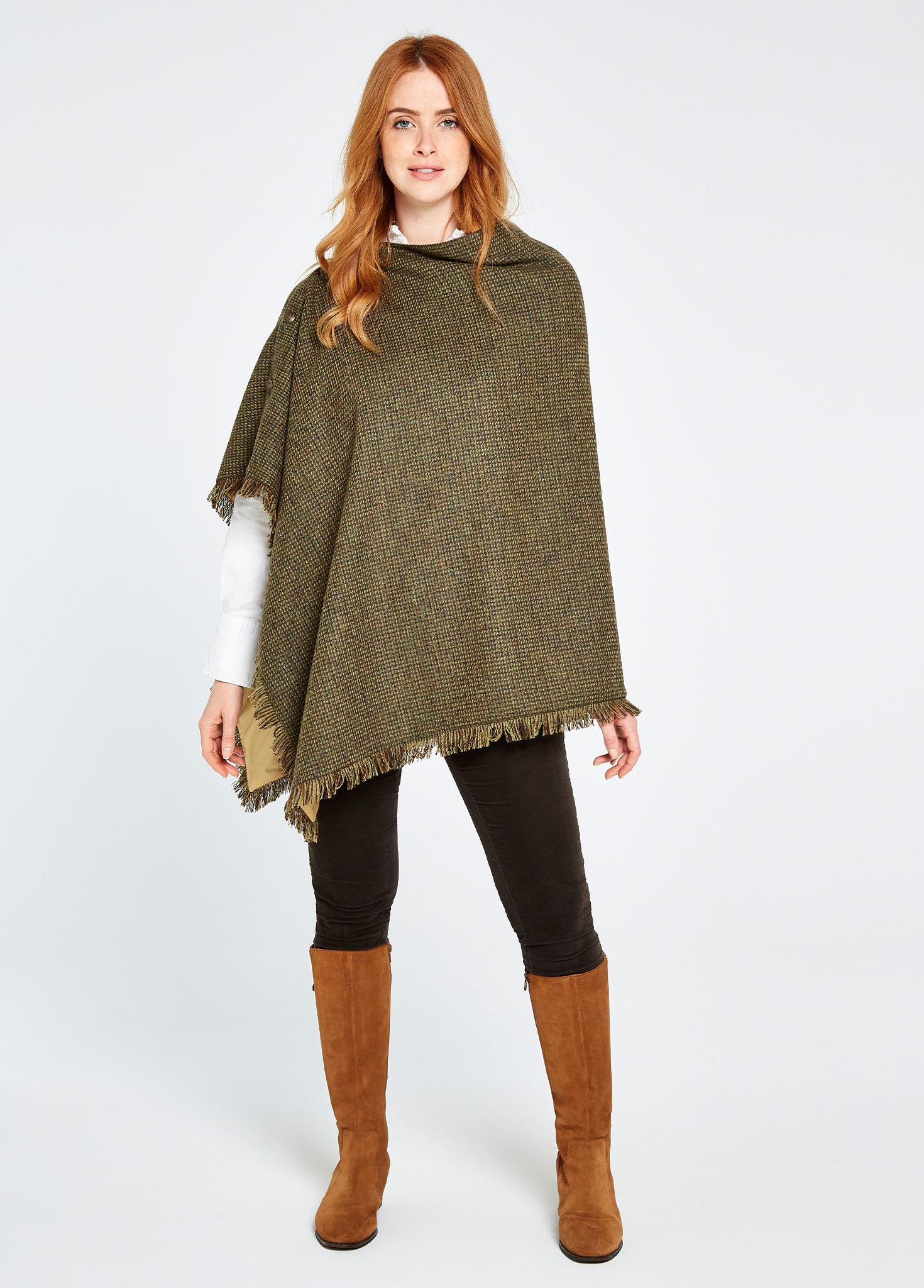 Hazelwood Tweed Poncho Heath - Main Image