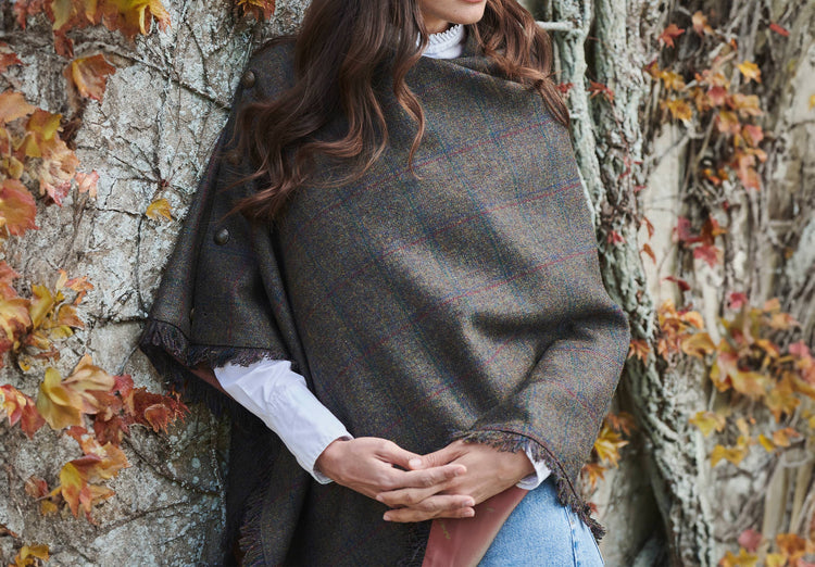 Hazelwood Tweed Poncho - Hemlock