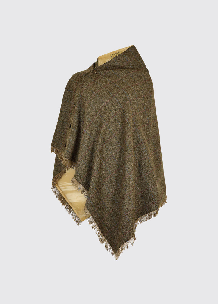 Hazelwood Tweed Poncho - Moss