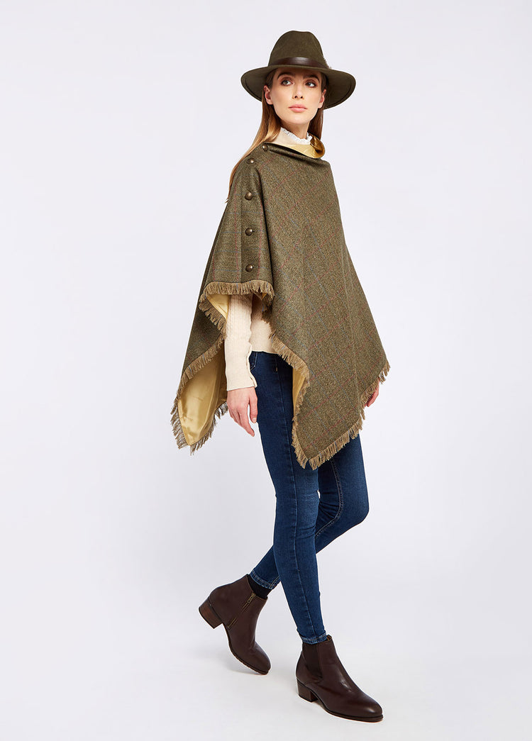 Hazelwood Tweed Poncho - Moss