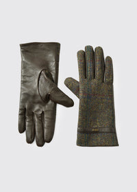 Ballycastle Ladies Tweed Leather Gloves - Hemlock