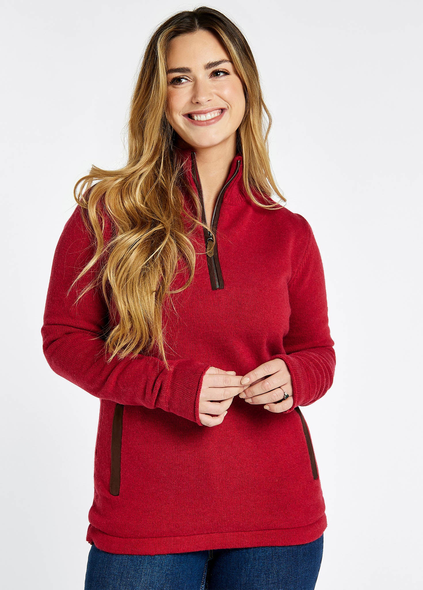 Morrisey Zip Neck Sweater Cardinal