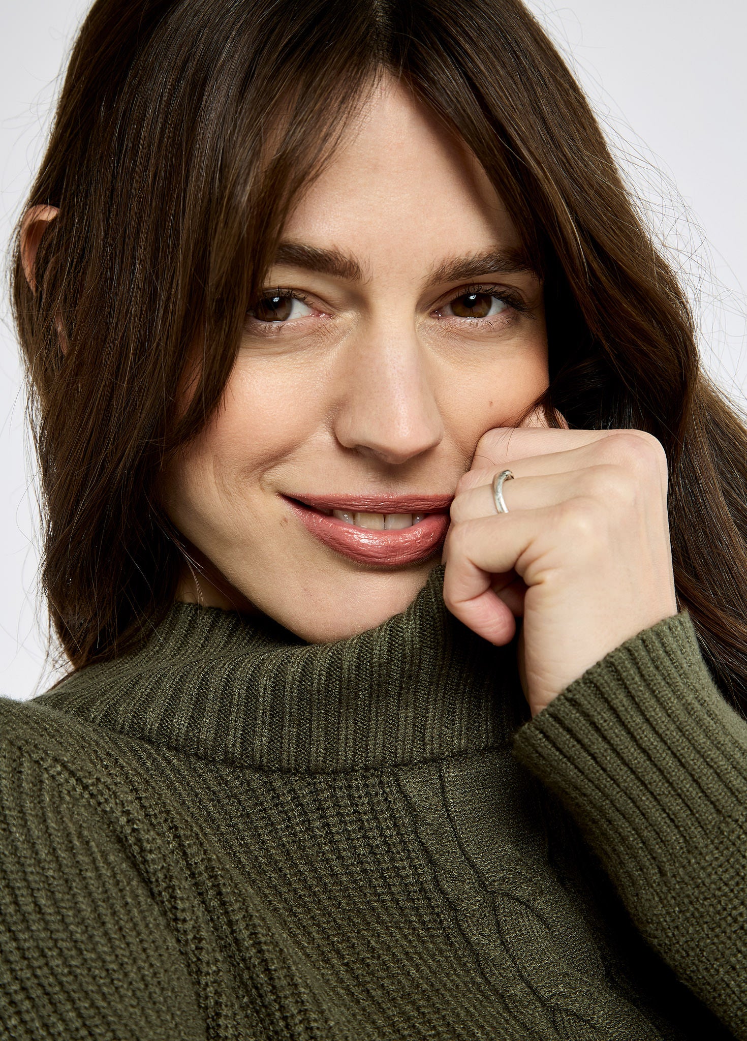 Lennon Women's sweater with mock neck - Dusky Green