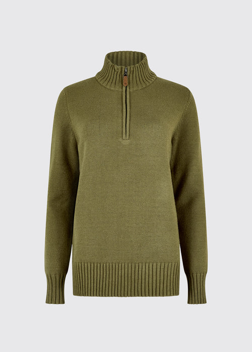 Markham Women's zip neck sweater - Dusky Green