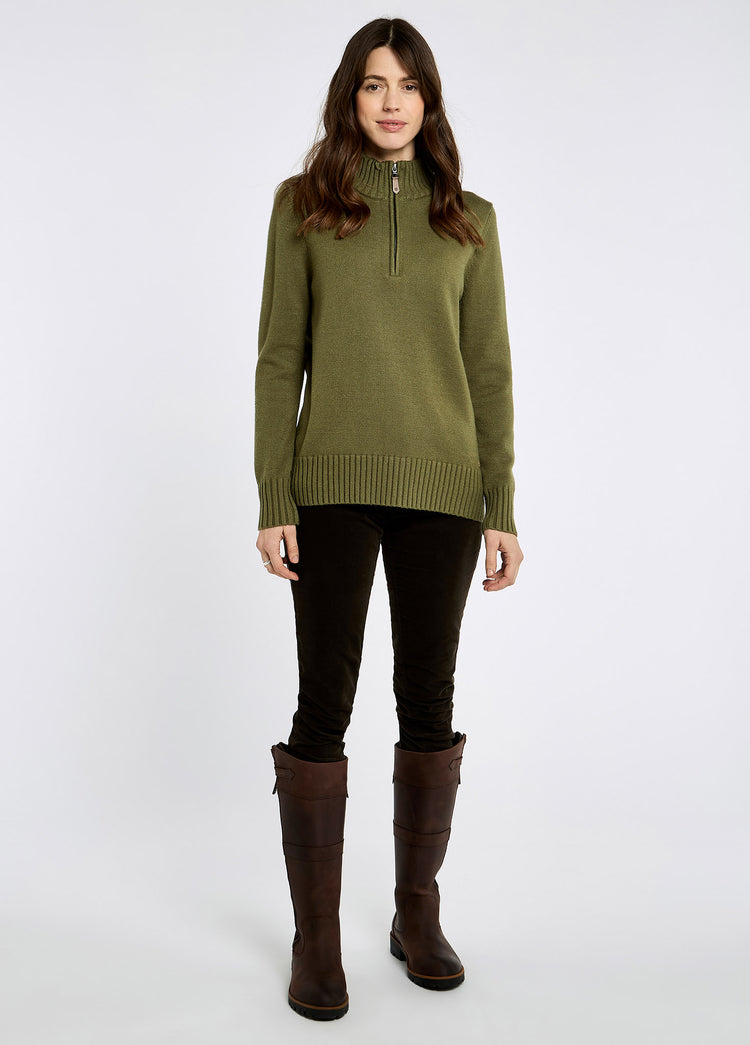 Markham Women's zip neck sweater - Dusky Green