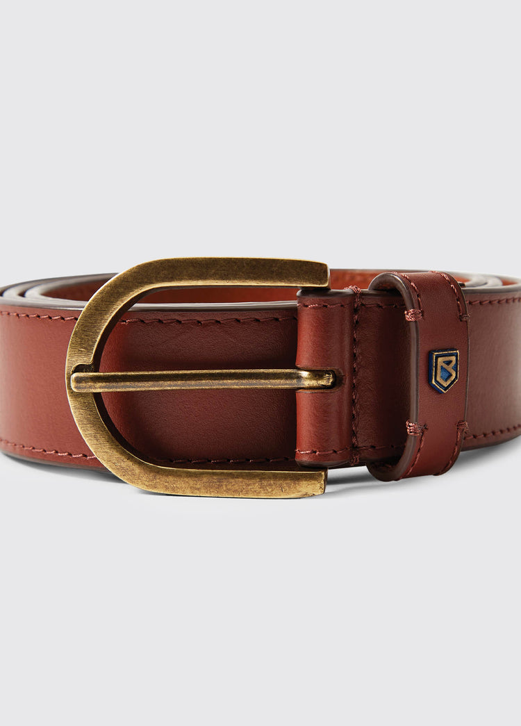 Porthall Mens Leather Belt - Chestnut