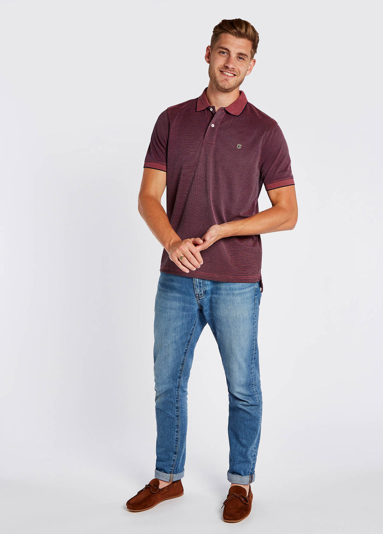 Mullaghmore Striped Polo - Ruby