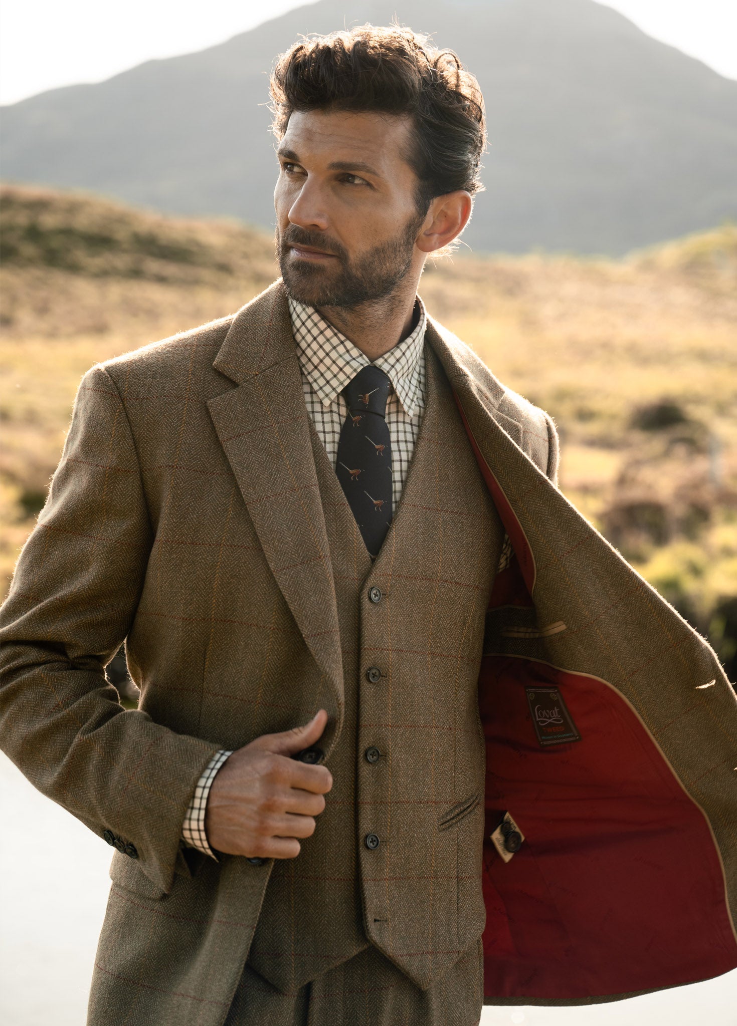 Whiteoak Men's Two Button Tweed Jacket Elm