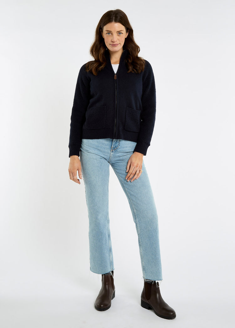Morton Women's Full-Zip Woollen Knit - Navy