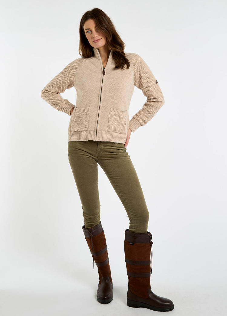 Morton Women's Full-Zip Woollen Knit - Oat