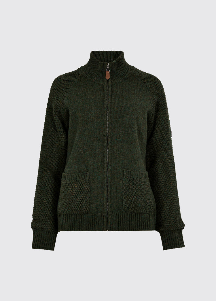 Morton Women's Full-Zip Woollen Knit - Olive