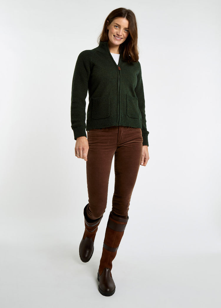 Morton Women's Full-Zip Woollen Knit - Olive