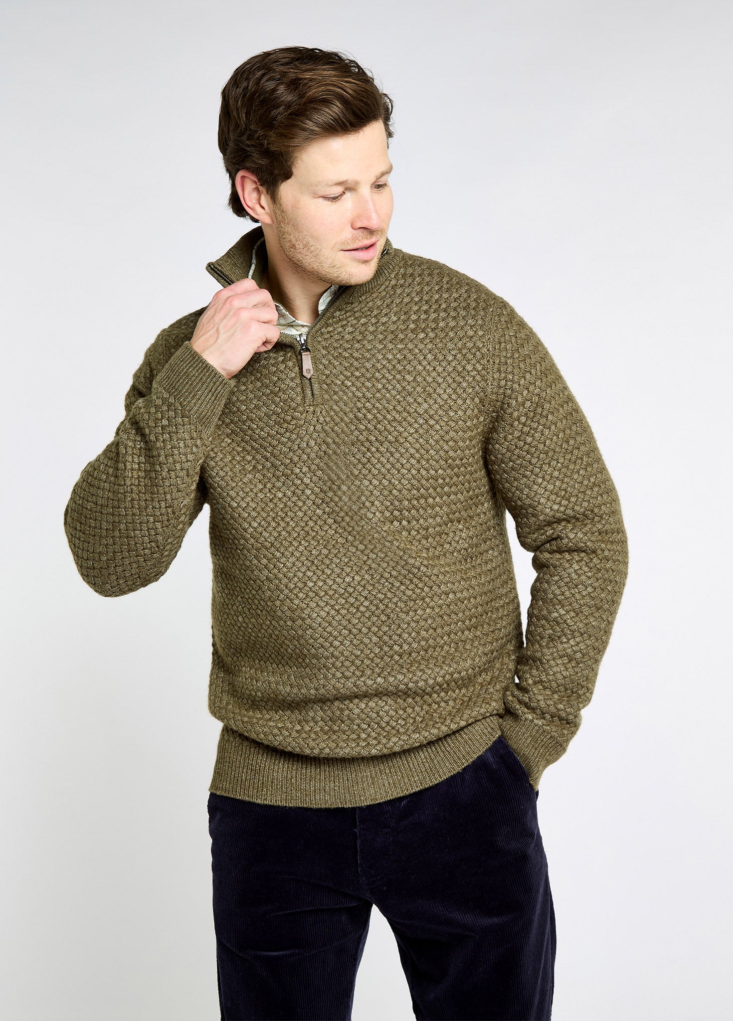 Power Men's Zip neck sweater - Dusky Green