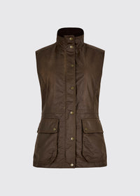 Rathsallagh Women's wax cotton gilet - Café