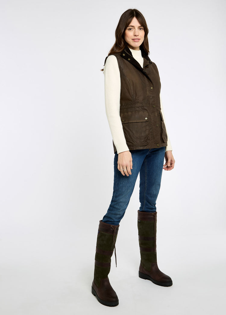 Rathsallagh Women's wax cotton gilet - Café