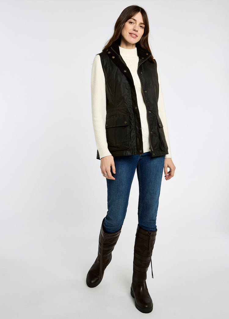 Rathsallagh Women's wax cotton gilet - Verdigris